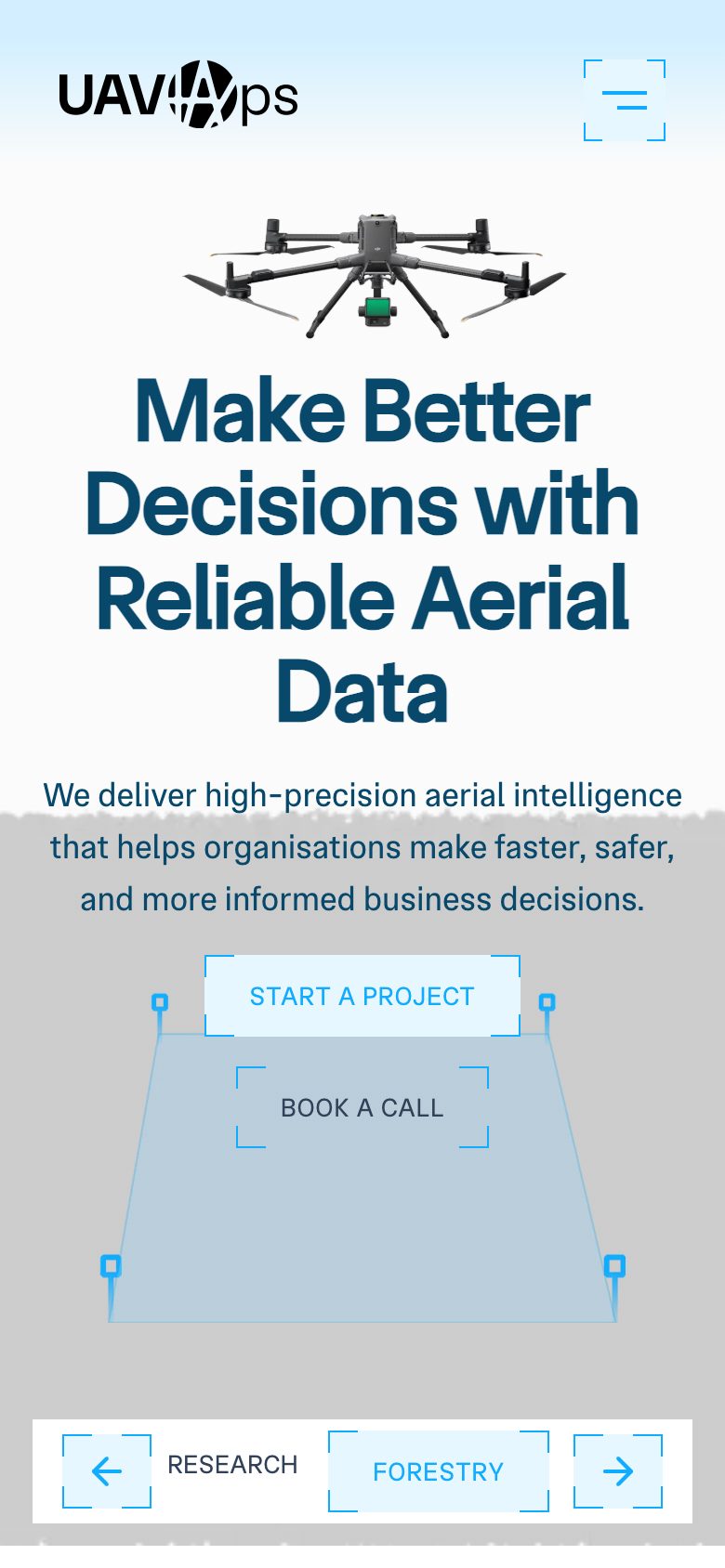 UAVOps on a phone: the drone, “Make Better Decisions with Reliable Aerial Data” and the industry tabs