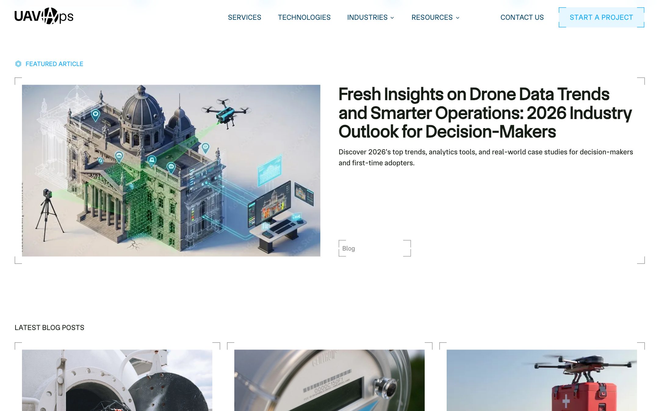 Resources: a featured article on 2026 drone data trends above the latest blog posts